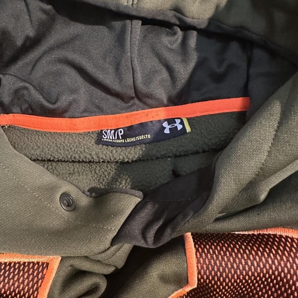 Under Armour Hooded Sweater Small Petite Green orange logo graphic - Picture 5 of 8